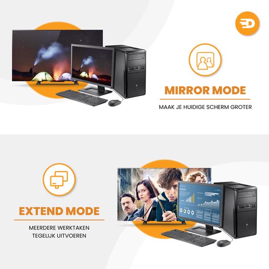 Drivv. Premium Displayport zu HDMI Kabel - 4K 30hz - Nylon - 2 Meter - Grau