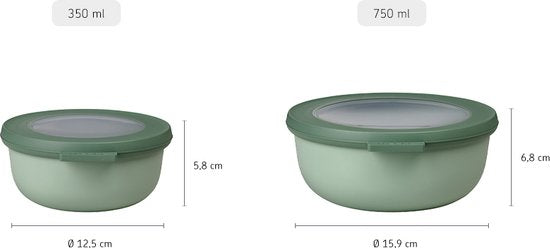 Mepal – Multikom Cirqula Frischhalteboxen-Set – 350 + 750 + 1250 ml – Rund – Nordic Black