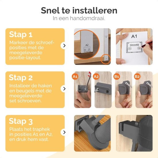 Goliving - Roll-up Treppentor - Sicherheitstor - Kindertor - 10 bis 150 cm breit - Aluminiumrahmen - Grau