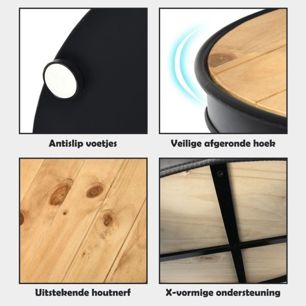 Coast Beistelltisch - 3 Schichten - 50x50x41,5 cm - Schwarz