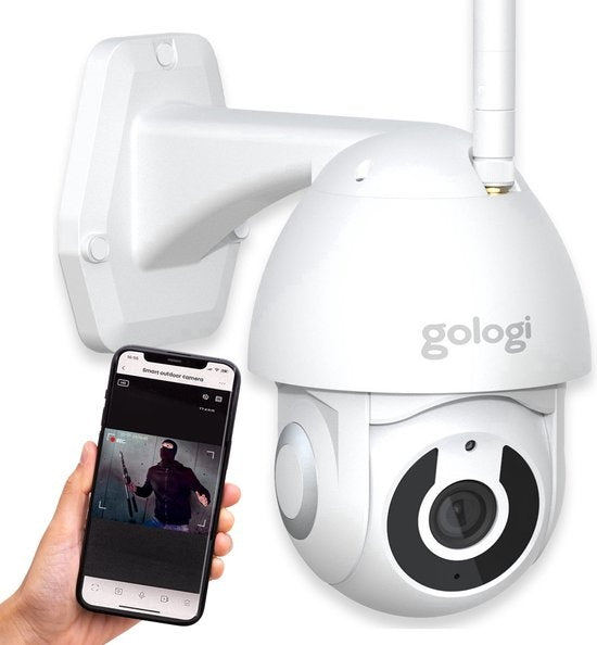 Gologi Superior Außenkamera - Außenkamera mit Nachtsicht - Kabelgebundene Sicherheitskamera - Sicherheitskamera - 3MP - Mit Wifi und App - Weiß