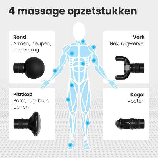 Auronic Massage Gun - Massagegerät - Professional - 4 Aufsätze und Etui - Massage Gun - Ganzkörper - Dunkelgrau