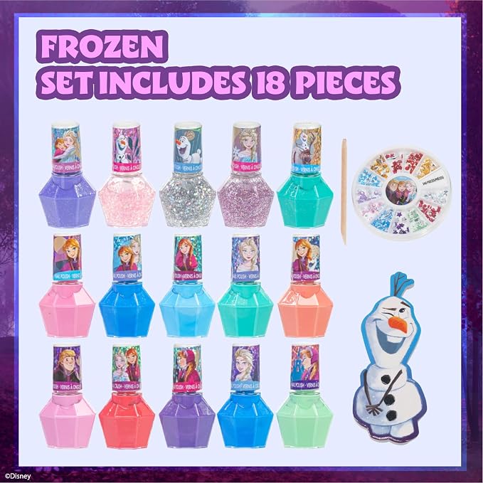 Townley Girl Disney Frozen Nagellack-Set für Kinder – 15 Farben – Peel-Off – Ab 3 Jahren