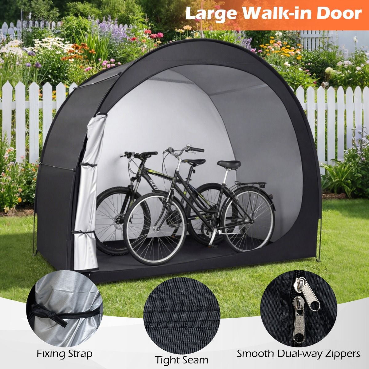 Coast Fahrradständer – Wetterfester Fahrradunterstand – Für 2 Fahrräder – Schwarz – 210 x 123 x 171 cm