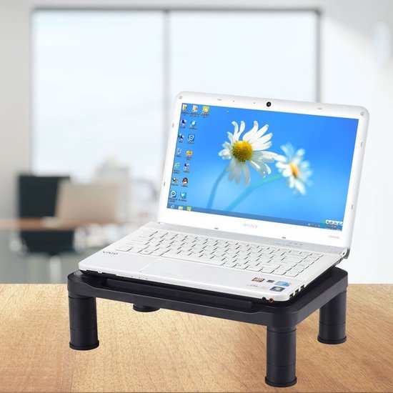 BRASQ Monitorständer Schwarz MS100 - Monitorständer für Laptop oder Display - Höhenverstellbar 38x24x11,2 cm