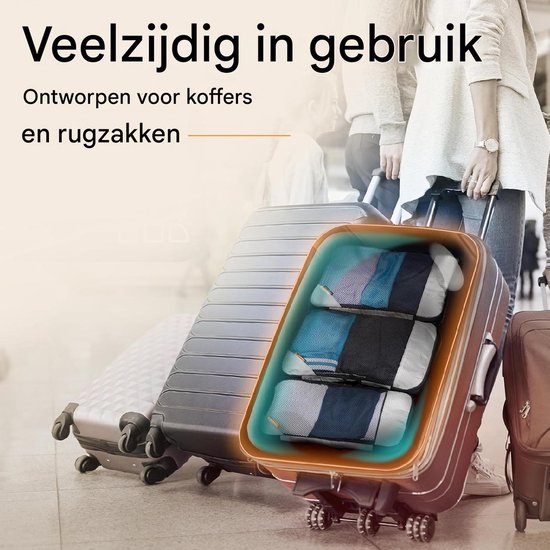 Packwürfel mit Kompression für Koffer und Rucksack inkl. Packsack, Midnight Escape - Schwarz