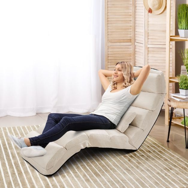 Coast floor chair 5-fach verstellbarer Wildlederkissenstuhl 175 x 55 x 20 cm beige