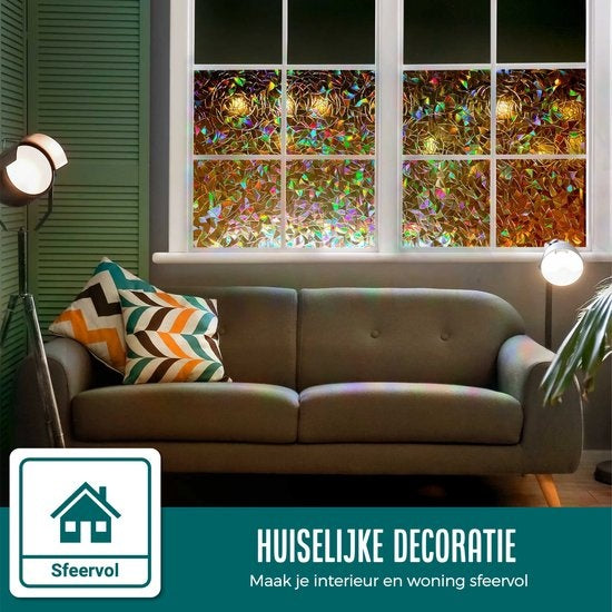 Homewell Fensterfolie HR++ 45x200cm - Solar & Isolierend - Statisch - Regenbogen Splitter