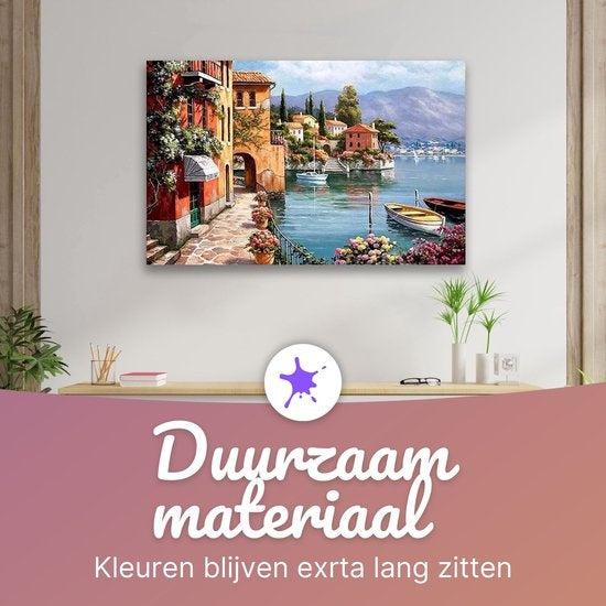 Rubye Malen nach Zahlen Erwachsene - Italienische Küste - Inklusive Farbe und Pinsel - Leinwand Malerei Leinwand - Farbe nach Zahlen - 40x50cm