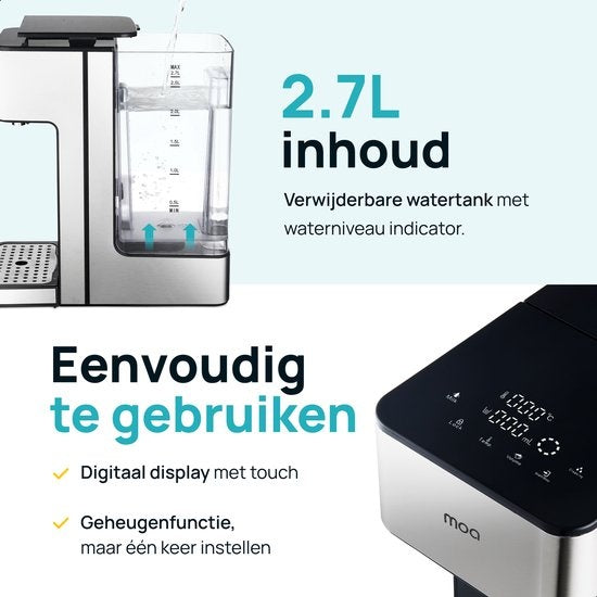 MOA Heißwasserspender - Deluxe-Wasserkocher - mit Digitalanzeige - 2,7 Liter - HWD20