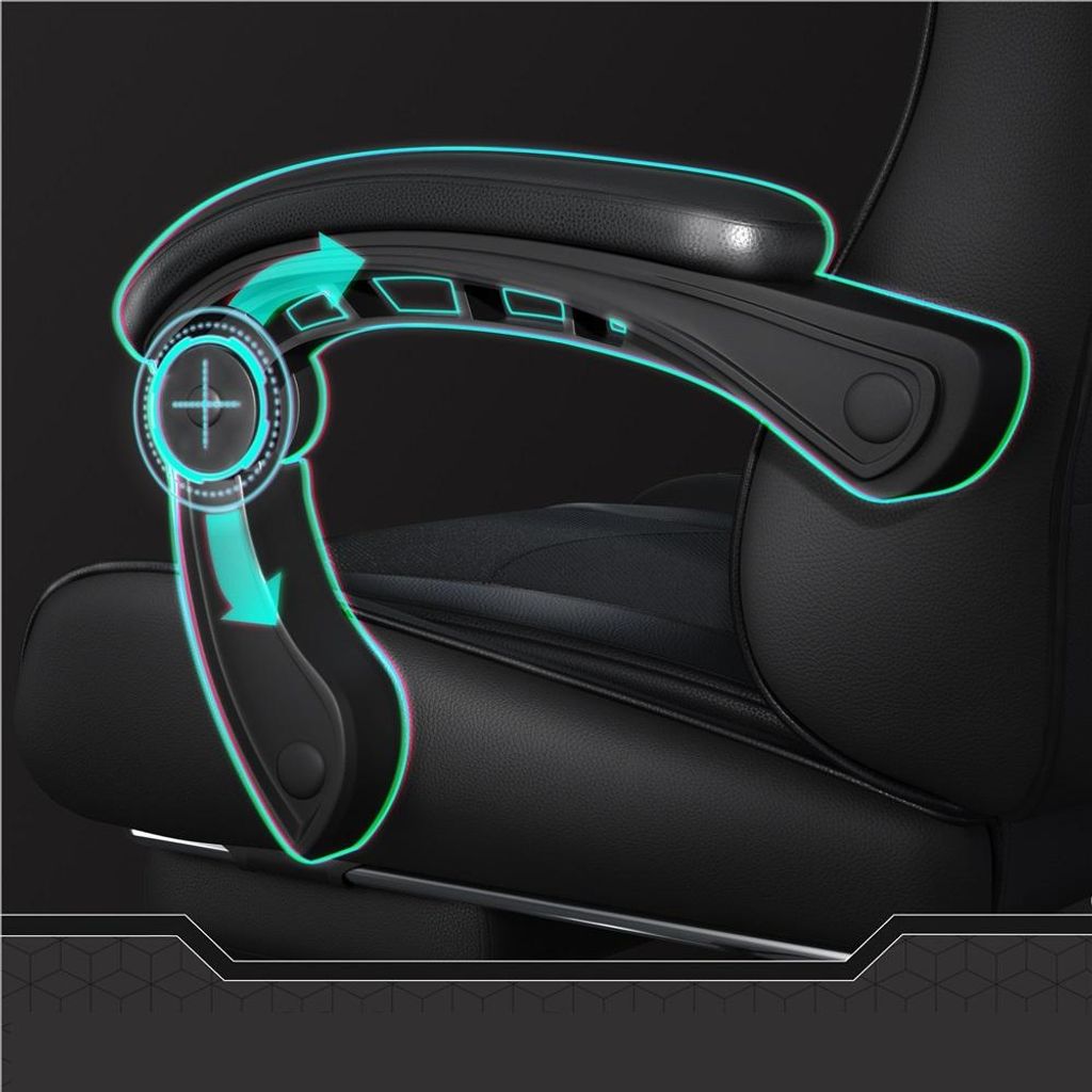 Yaheetech Gaming-Stuhl mit Massagefunktion und Fußstütze – schwarz
