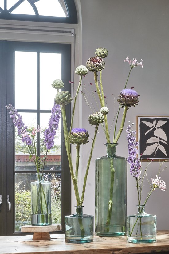 Mica Decorations Guan Flaschenvase - H75 x Ø25 cm - Recyceltes Glas - Grün