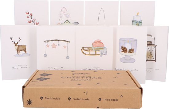 Partizzle 36x Luxus Weihnachtskarten mit Umschlägen Set - Neujahrskarten - 2025 Kollektion / 12 Designs