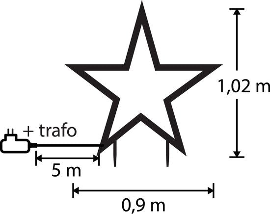 Luca Lighting Garden d'Light Star Gartenpfahl mit warmweißer LED-Beleuchtung - L90 x H102 cm - Metall - Schwarz