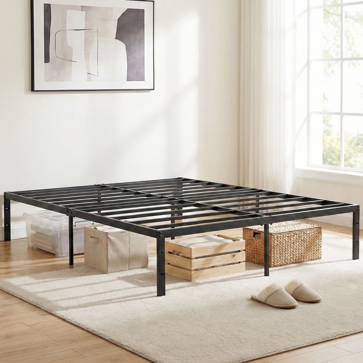 Coast Plattformbett – Metall-Lattenrost – Stauraum unter dem Bett – 160 x 200 cm – schwarz