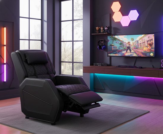 VDD – Gaming-Stuhl – Sessel – Gaming-Stuhl – Gaming-Stuhl mit Fußstütze – Gaming-Stuhl in Schwarz