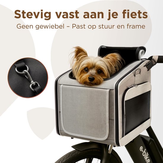 Trevopet® - Hundefahrradkorb - 4-in-1- Tragetasche, Rucksack & Autositz - Geeignet für Elektrofahrräder - Für Hunde bis 8 kg - Grau