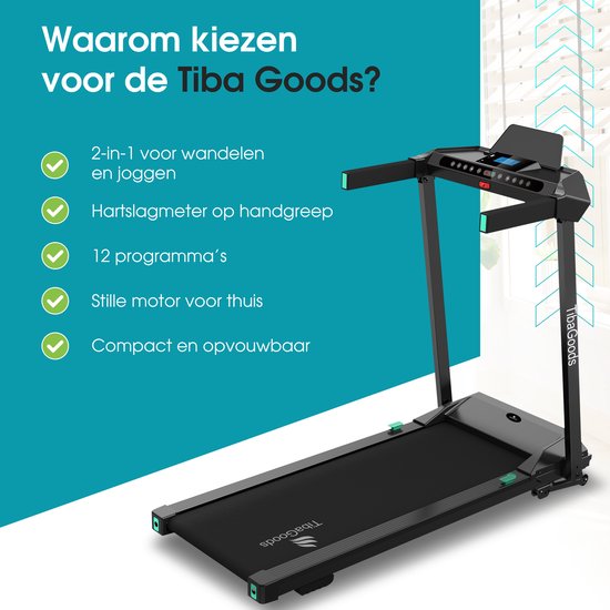 TibaGoods Elektrisches Laufband - Walking Band - Heimtrainer - klappbar - 9% manuelle Steigungsfunktion - 12 Programme - Sport - 1 bis 12 kmh - Walking Pad - Für Zuhause