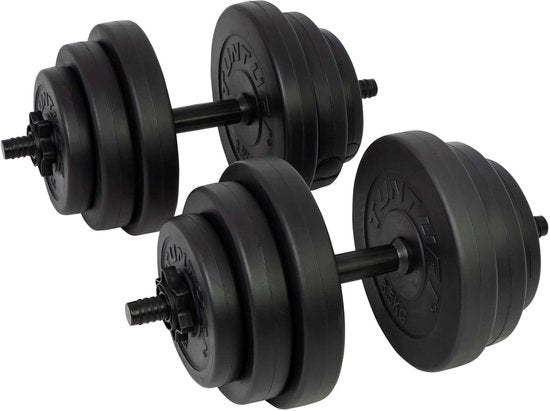 Tunturi Hanteln - Hantelset - Hantelset - 2 Stück - Insgesamt 28kg - Schwarz - Vinyl - inkl. kostenloser Fitness-App
