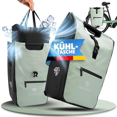 RADGEIST Gepäcktasche für Fahrradträger mit herausnehmbarer Kühltasche und Einkaufstasche, 22–28 Liter