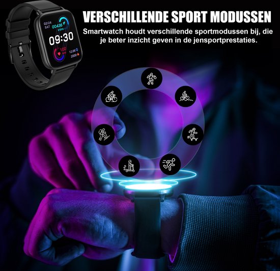 Golden Sound Premium Smartwatch - Männer - Schrittzähler - Schlafmonitor - Herzfrequenzmonitor - Sportmonitore - Geeignet für jeden Laptop und jedes Smartphone- Schwarz