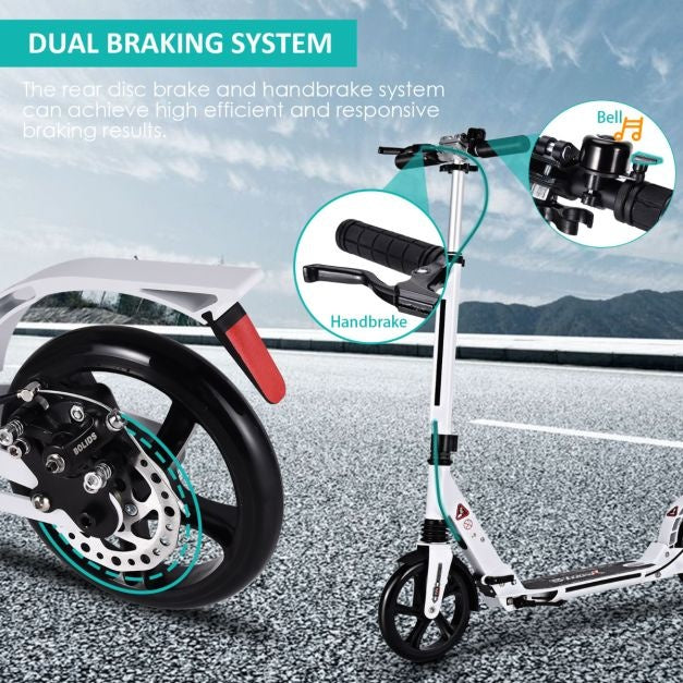 Coast Kick Scooter - Mit der Glocke und Stützgurt - Höhenverstellbar - Faltbar - Weiß