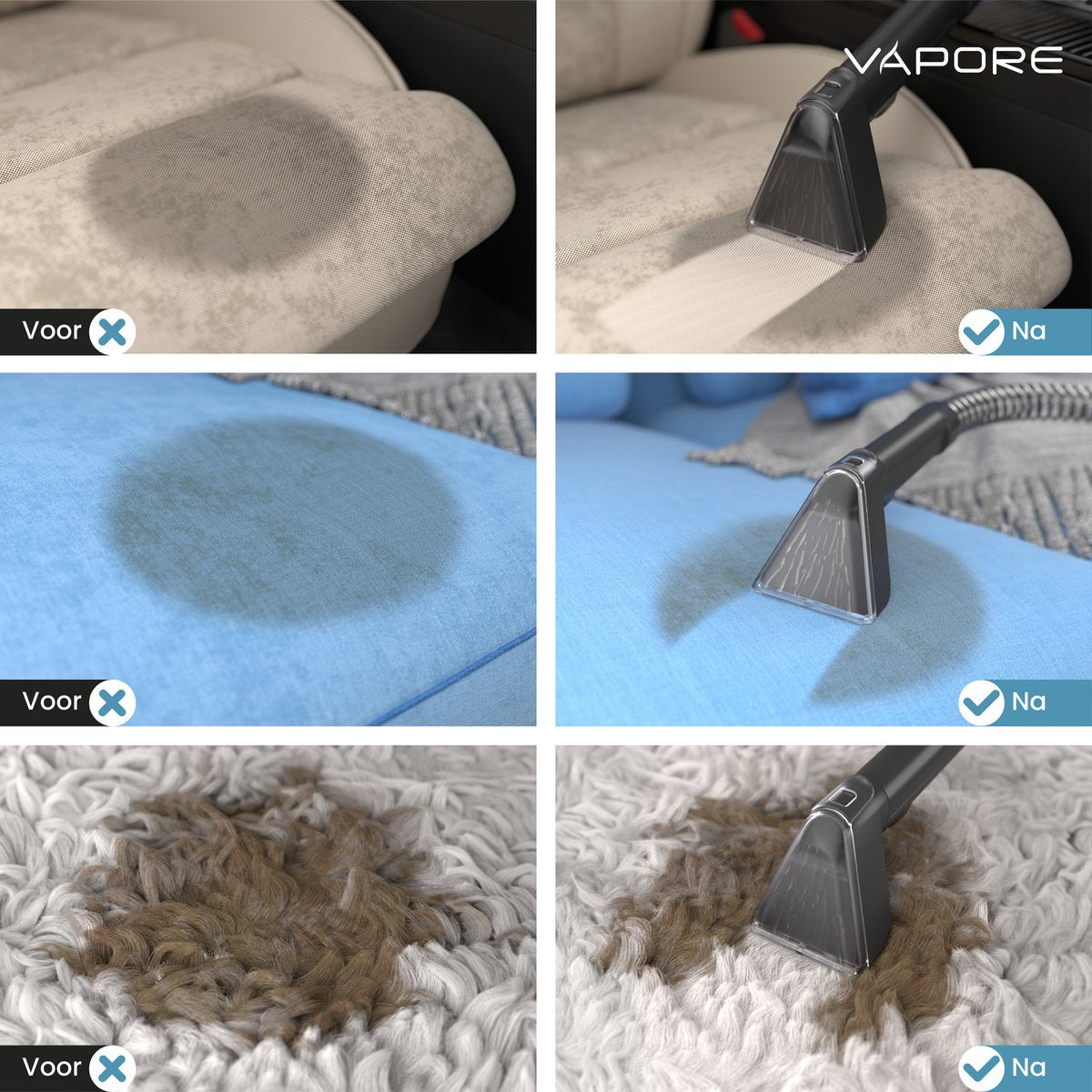 Vapore Teppichreiniger - Möbelreiniger - Sofareiniger - Mit Saugkraft - 1200W - Schwarz