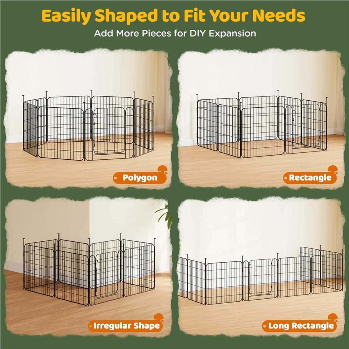 Yaheetech – Sicherer und flexibler Hundepark mit 8 Elementen, 60 cm – Mattschwarz – Metall