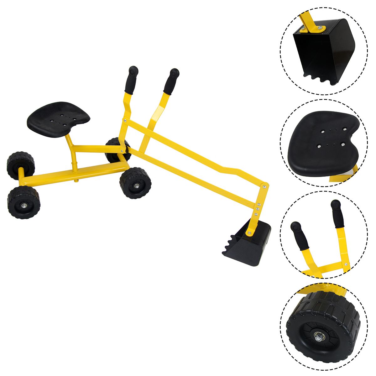 Coast Baggerauto für Kinder – Um 360° drehbarer Sitz – Metallrahmen – Gelb