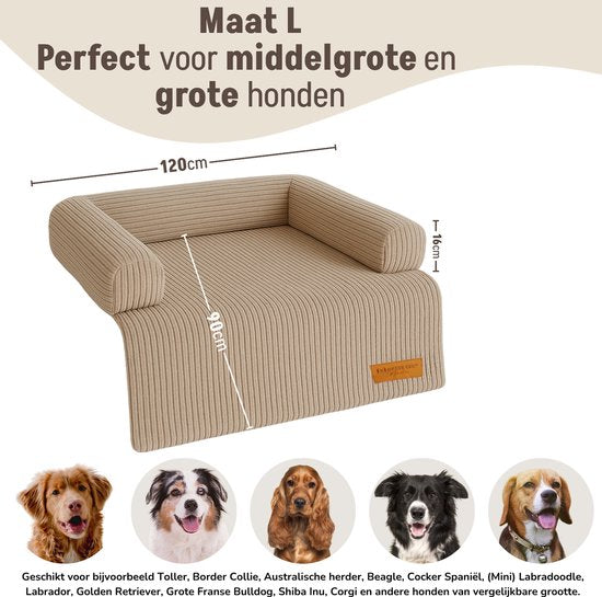 By Cee Cee Original Hundedeckenbank - Hundedeckenbank - Hundekorb - Premium - komplett mit Reißverschluss - Rippengewebe - Mocha Taupe - 120x90 - Größe L
