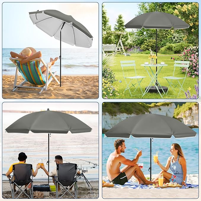 WOLTU GSS0007dgr03 - Balkon-Sonnenschirm 175 cm - UPF 50+ UV-Schutz - Verstellbar und neigbar - Dunkelgrau