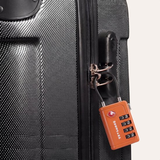 TRVLMORE Kofferschloss mit Kabel – TSA-zertifiziert – Alarmfunktion – 4-stellig – 2 Stück – Orange