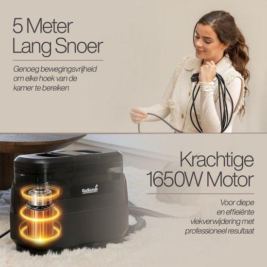 GoScrub® 3-in-1-Teppichreiniger PRO mit Bodenwischer – Dampfreiniger und Fleckenentferner für Sofas und Teppiche – 100 °C Dampf – Sofa-Reiniger – Möbelreiniger – Sitzmöbel-Reiniger