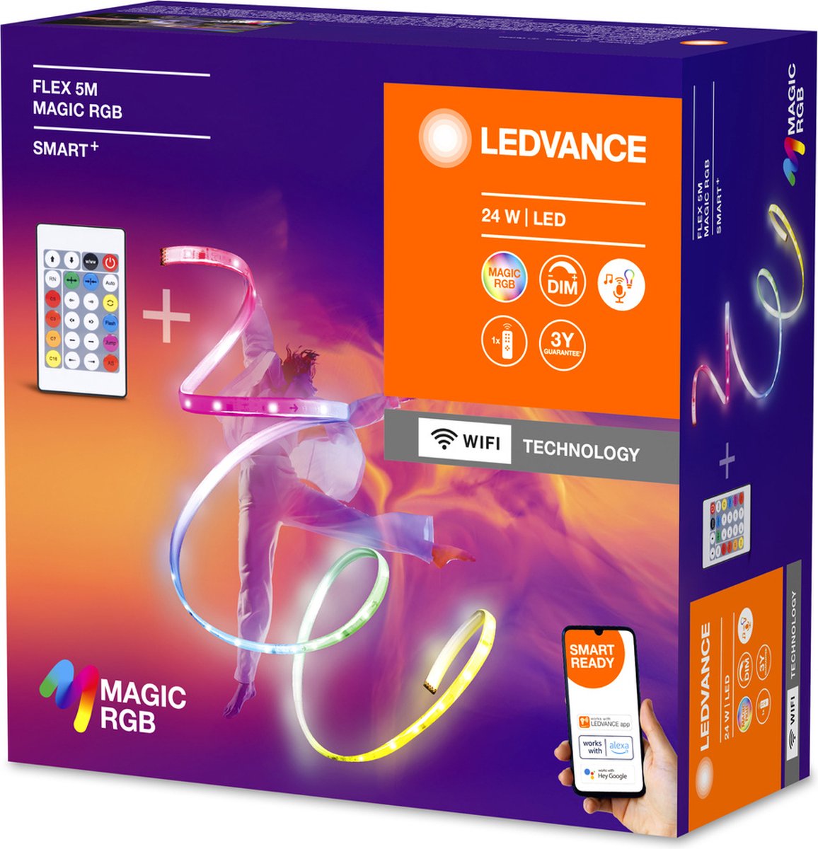 Ledvance Smart+ Wifi Flex Magic RGB – Flexibler RGB-LED-Streifen – 5 Meter – 4er-Set