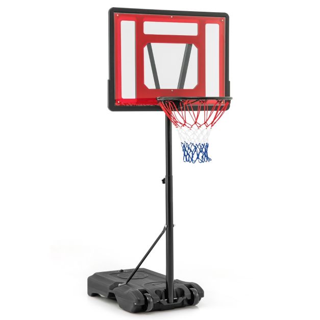 Coast Verstellbarer Basketballring für Pool - 165-185 cm hoch - Rot - Tragbarer Basketballständer für Kinder, Jugendliche und Erwachsene