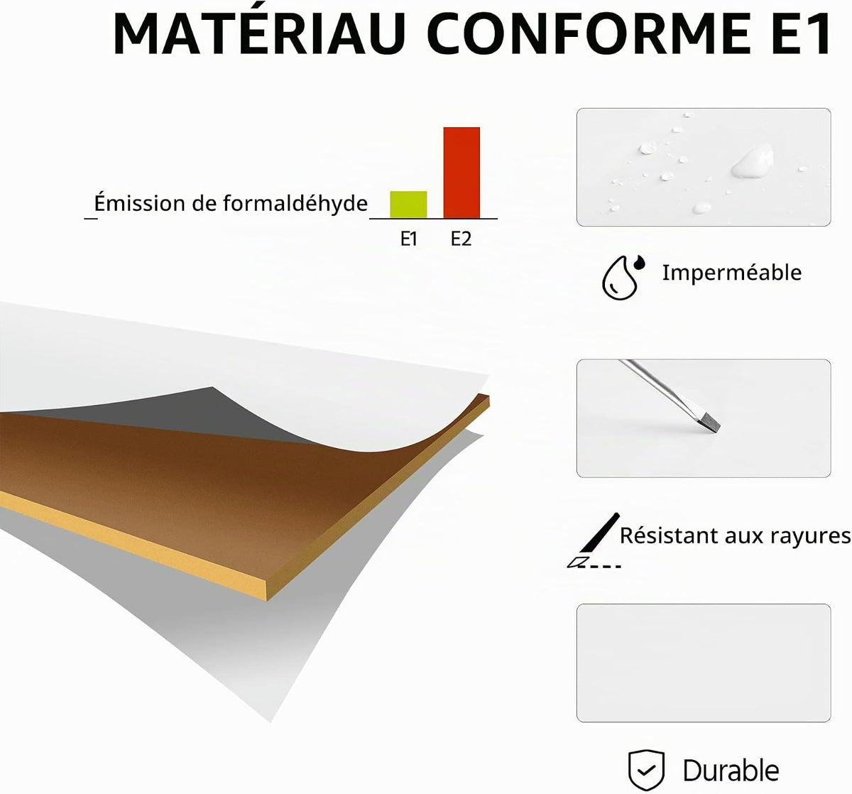 Couchtisch mit 2 Ablagebrettern und X-förmigem Gestell, 100 × 50 × 45 cm, weiß
