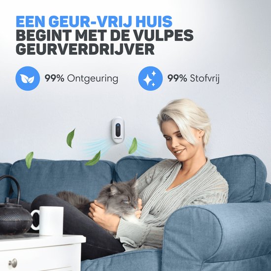 Vulpes Goods® Pets - Geruchsbeseitiger für das Katzenklo - Geruchsbeseitiger für Katzen - Aktivsauerstoff, Ozon & Ionen - Wiederaufladbar - Luftbeseitiger - Weiß - PRO Version