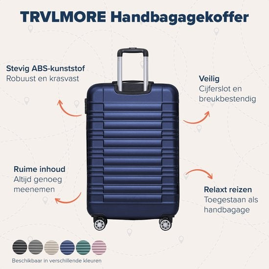 TRVLMORE - Koffer - Handgepäck - 54x36x20cm - 38L - Dunkelblau