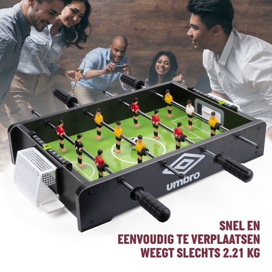 Umbro Tischfußball - Tischmodell - mit 12 Spielern - Inkl. 2 Mini-Fußbälle - Tischfußballspiel - Schwarz