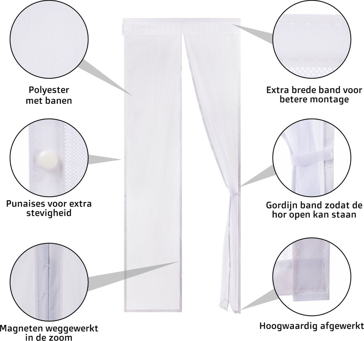 O'DADDYÂ¬Ã† Türvorhang - Fliegenvorhang - Magnetisch - Türgitter Deluxe 100 x 230 cm - Weiß Hor - Türvorhänge