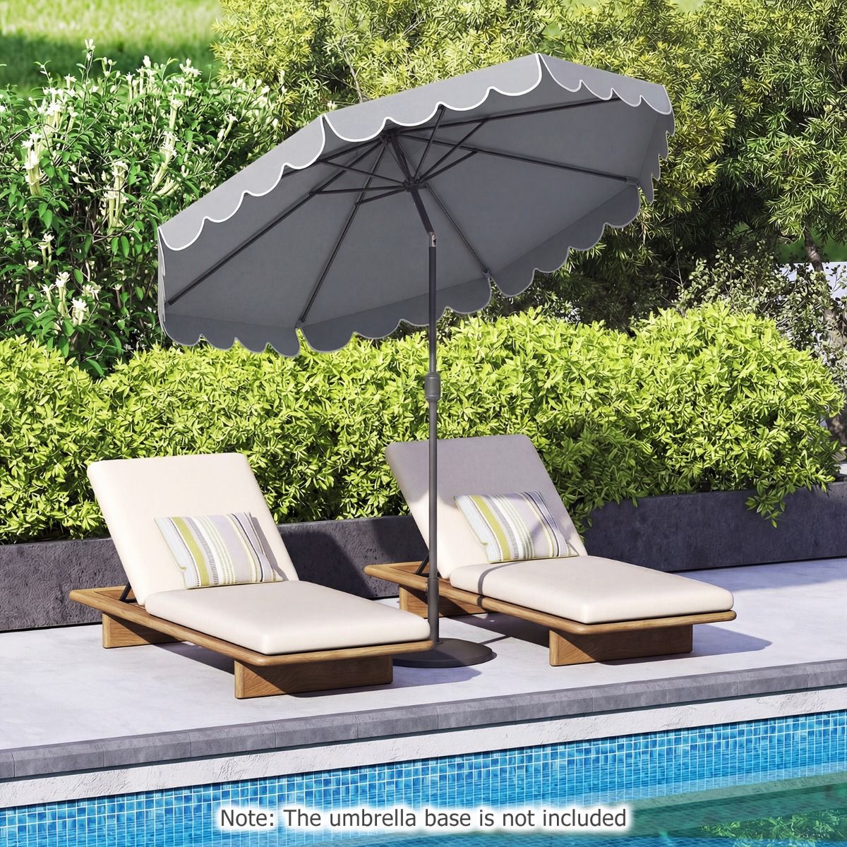 Coast Doppelseitiger Gartensonnenschirm – 300 cm mit Kurbel und Volant – um 35° neigbar – Blau