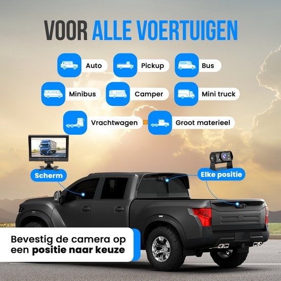 Strex Rückfahrkamera-Set kabelgebunden HD 1080P - 7" Bildschirm - 18LED Nachtsicht 15m - IP69 Wasserdicht - Rückfahrkamera