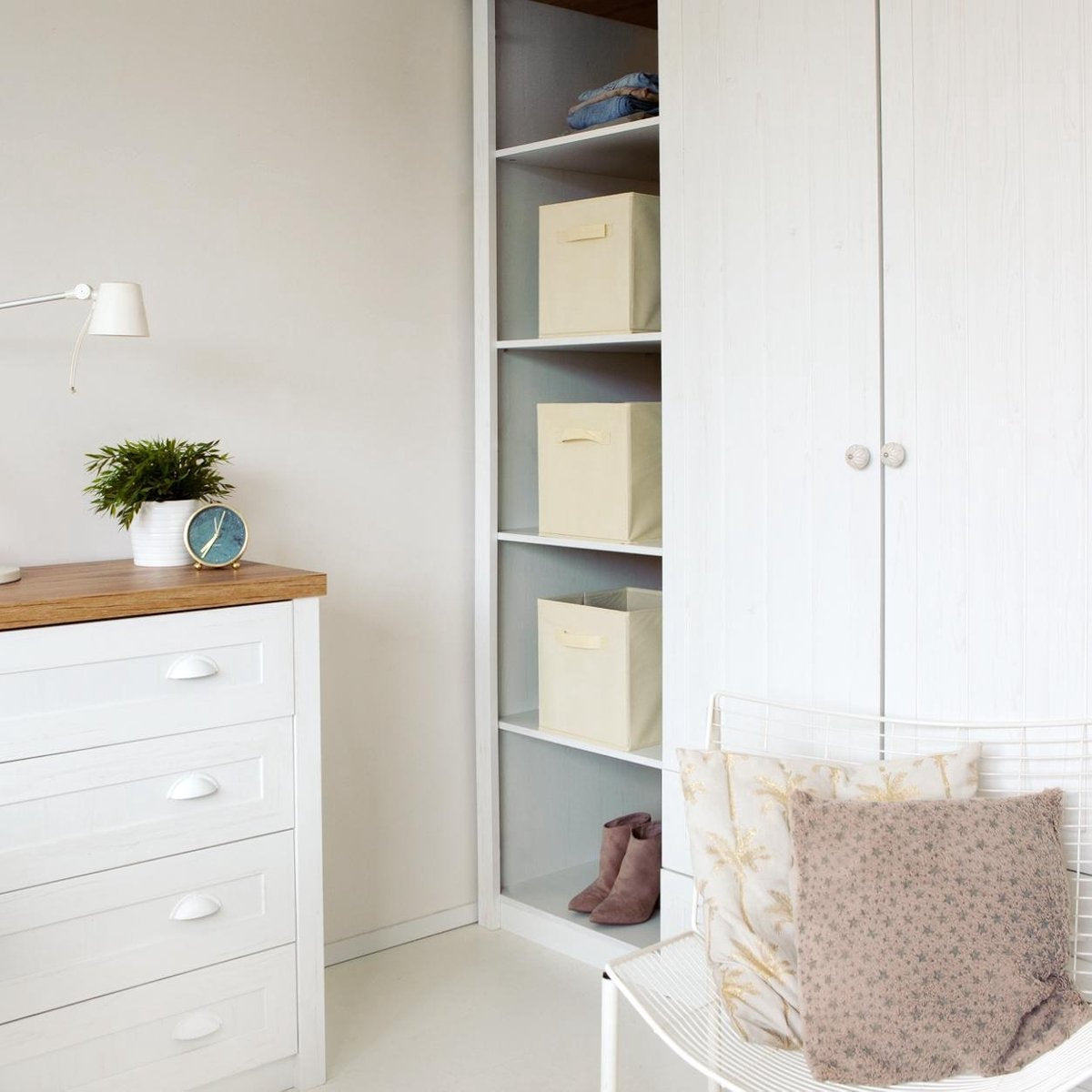LifeGoods - Kleiderschrank-Organisatoren - 6 Stück - 20L - Textil - Beige