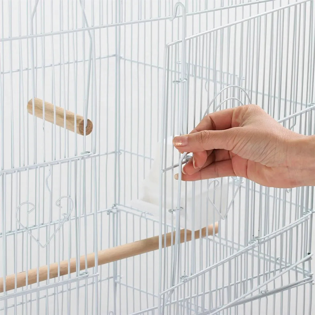 Yaheetech Vogelkäfig - 46x35x104,5 cm - Dachöffnung - Weiß Hellblau