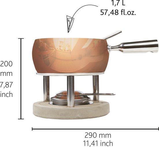 Boska Fondue Set Kupfer - Käsefondue - für 1300 Gramm Käse - 1,7 L