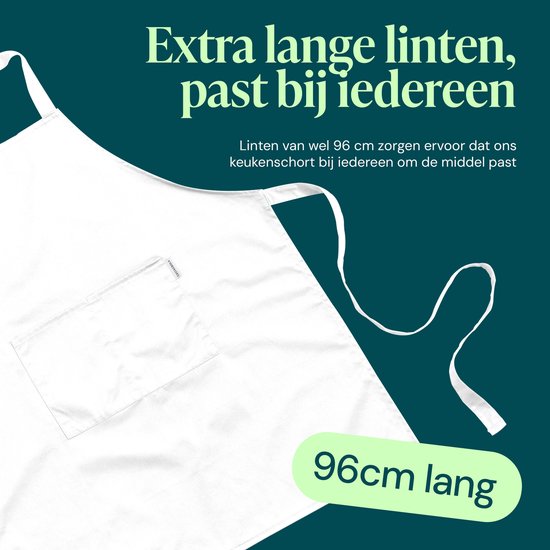 Castagnola-Küchenschürze – Wasser- und schmutzabweisend – Professionelle Kochschürze – BBQ-Schürze für Damen und Herren – Unisex – Verstellbare Schnalle – Extra große Taschen – Weiß