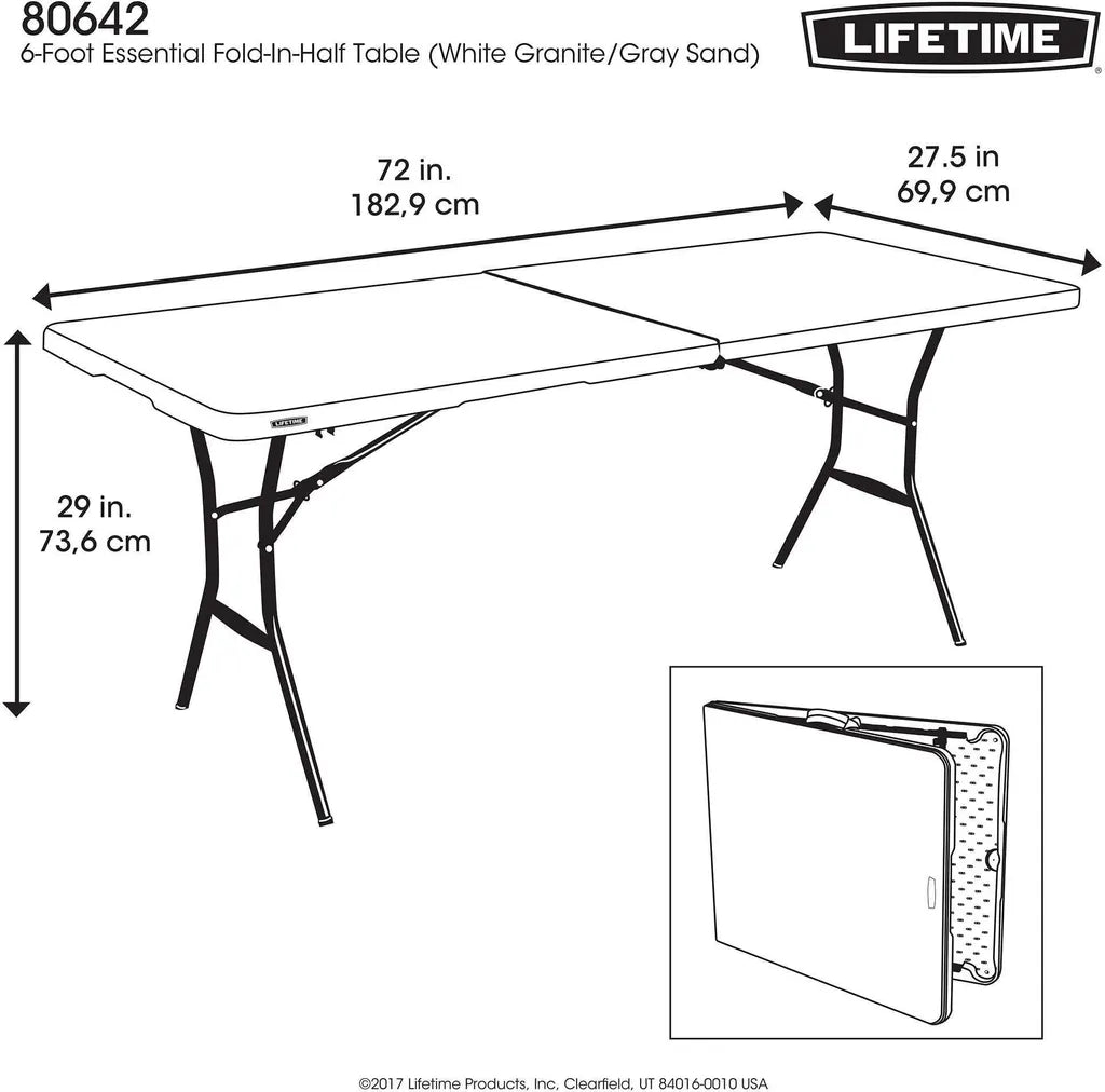 Lifetime - Camping Klapptisch - Kunststoff - Weiß - 83x70x74 cm
