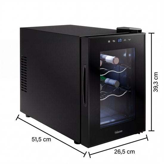 Tristar WR-7506 – Weinkühlschrank für 6 Flaschen – Weinklimaschrank – 5 ⁰C bis 18 ⁰C – Schwarz