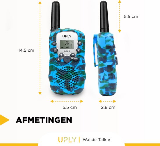 UPLY Walkie Talkie für Kinder und Erwachsene -Portophon - 5KM Reichweite - 3er Set