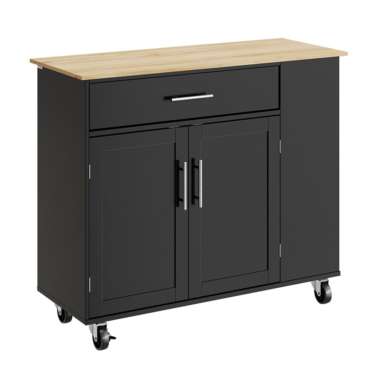 SoBuy Küchenwagen 99 x 40 x 84,3 cm – Schwarz – 2 Türen – Schublade – 4 Rollen